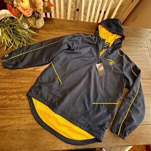 Nike Men's Football MLT Anorak Holloway Windbreaker Jacket Navy Yellow Size M